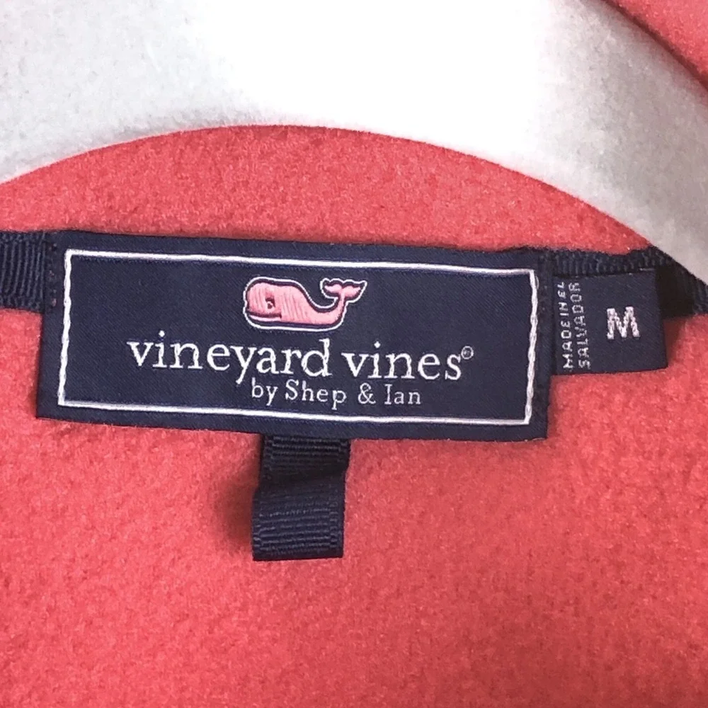 Vineyard Vines Shep Mens Fleece Full Zip Vest Size M Coral Pink Jetty Red